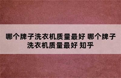 哪个牌子洗衣机质量最好 哪个牌子洗衣机质量最好 知乎